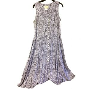 Sleeveless Floral-Print Maxi Dress with Front Buttons - Purple